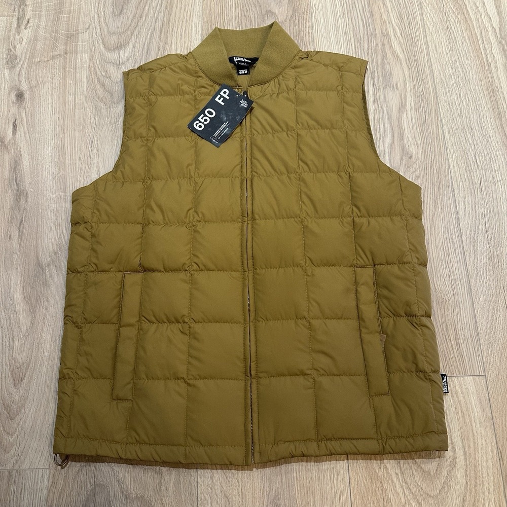 NWT Eddie Bauer Men's Down Vest 650 L Sz Small Dark Sand Gold Shaw Vest